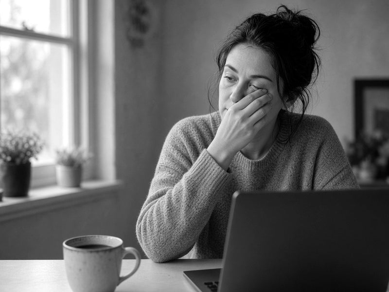 Tired woman at her desk